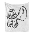 thumbnail image 1 of Sketch Art Soft Flannel Fleece Throw Blanket, Nursery Themed Doodle of a Smiling Tortoise in Hand Drawn Style, Cozy Plush for Indoor and Outdoor Use, 70" x 90", Charcoal Grey and White, by Ambesonne, 1 of 6