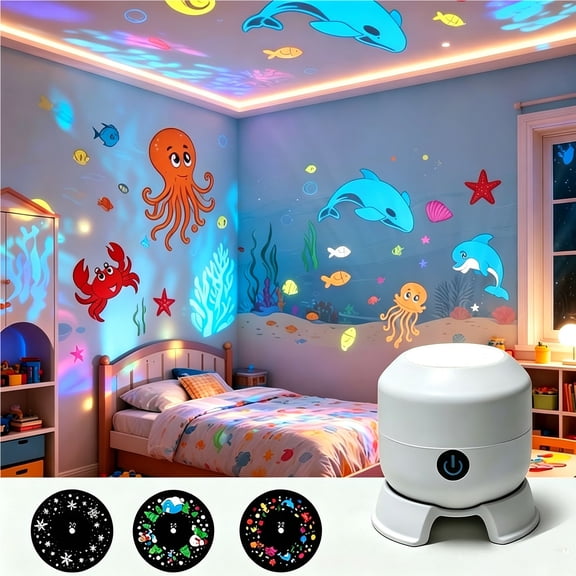 Ocean Projector Light, Dynamic 360° Rotating Ocean Wave Projector, LED Ocean Projector Night Light, Plug USB Dimmable Mood Light for Bedroom, Shape A