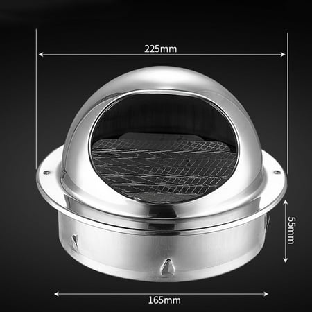 

Stainless Steel Air Vent Bull Nose Ventilation Grill Hood with Built-in Screen Mesh Rain & Snow Proof for Wall Ceiling(17cm)