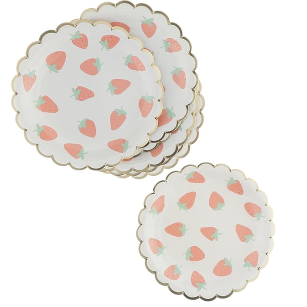 de proveedores de de fresa de Servilletas de papel Tazas Bandejas para pasteles Platos de postre para bodas Cumpleaños Baby Shower 7 pulgadas Soledad Platos de papel con diseño de frutas