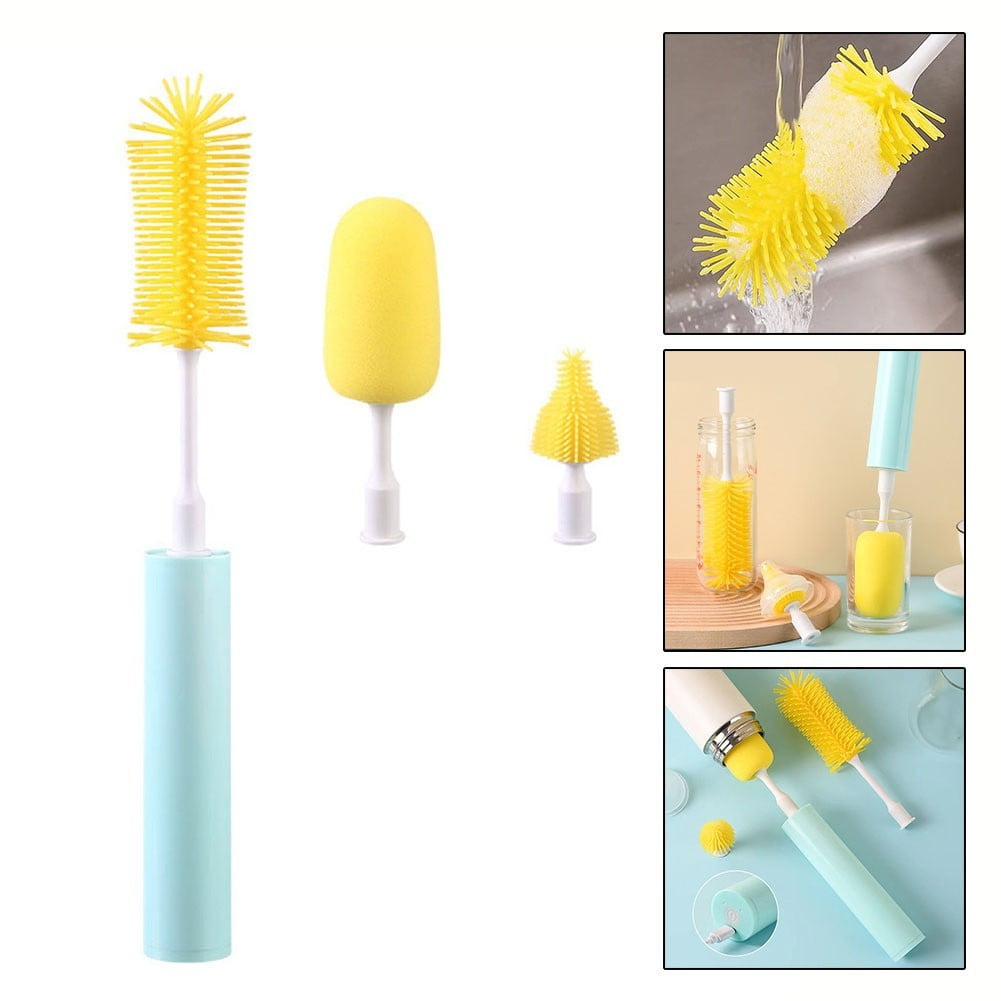 Electric Bottle Brush Cleaner 3 in Rechargeable Brush Head Set Silic
