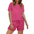 thumbnail image 5 of Ekouaer Pajama Set for Women with Pockets Short Sleeve 2 Piece Lounge Set Women Loose T Shirts and Shorts Soft Sleepwear, 5 of 6