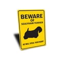 thumbnail image 3 of Sealyham Terrier Dog Beware He Will Steal Your Heart K9 Aluminum Metal Decor Sign - 10x14 inches, 3 of 4