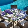 thumbnail image 6 of Spring Flowers Round Tablecloth, Fitted Table Cover with Elastic for 55"-60" Round Tables, Purple Hydrangea Orchid Floral Country Table Cloth Outdoor Indoor Dinning Party Waterproof Tablecloths, 6 of 7
