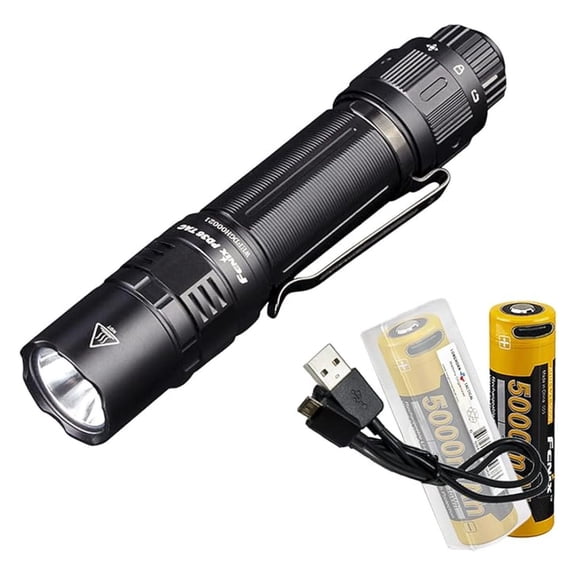 PD36 TAC 3000 Lumen Flashlight, USB Rechargeable, with 2X ARB-L21-5000U, and LumenTac Organizer