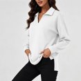 thumbnail image 5 of Vivianyo HD Women's Point Collar Split V Neck Long Sleeve Top, Side Slit Loose Fit Pullover Shirt for Autumn Commuting Casual Daily Activities, Sizes S-3XL, 5 of 8