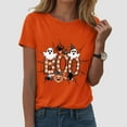 thumbnail image 2 of YDFCWXW Halloween Shirts for Women Pumpkin Face Bats Ghost Crewneck Short Sleeve Tee Shirt 2025 Funny Tops Cute Tshirts Orange, M, 2 of 5