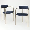 thumbnail image 2 of TMS Retro Velvet Dining Arm Chair (Set of 2), Navy, 2 of 3