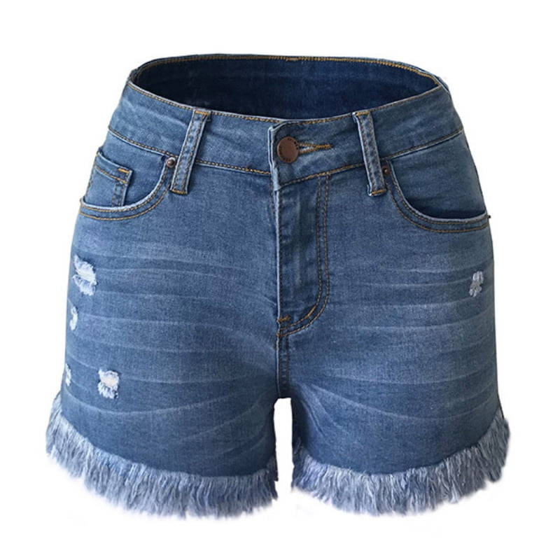 Women Fashion Casual Summer Cool Women Denim Booty Shorts High Waist  Distressed Hole Solid Color Jeans Shorts Sky Blue S - Walmart.com