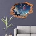 thumbnail image 4 of 3D Wall Sticker - Fake Window With Broken Wall Design, Space Planet Mountain Scene, For Living Room Bedroom Background Wall Decor, 4 of 5