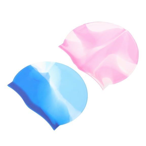 WORGEOUS 2 Pcs Hat Silicone Swimming Cap Breathable Men and Women