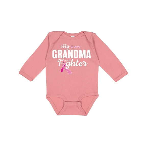 Inktastic Breast Cancer Awareness My Grandma is a Fighter Boys or Girls Long Sleeve Baby Bodysuit