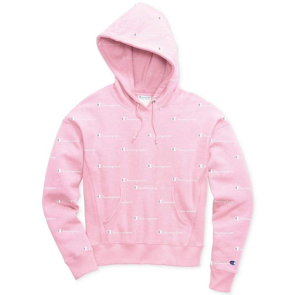 Champion LIFE Women's Reverse Weave Allover Print Hoodie (Pink Candy -  Allover Champion Script, X-Large) - Walmart.com