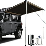 DANCHEL OUTDOOR Portable Waterproof Car Awning for Camping Overlanding, Vehicle Tarp for Trucks, SUV Campers, Pull-Out Roof Rack Awning,4.9x6.5ft Brown