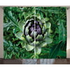 Artichoke Curtains 2 Panels Set, Photograph of Blooming Vegetable Agriculture Nature Artwork Print, Window Drapes for Living Room Bedroom, 108W X 96L Inches, Fern Green and Purple, by Ambesonne