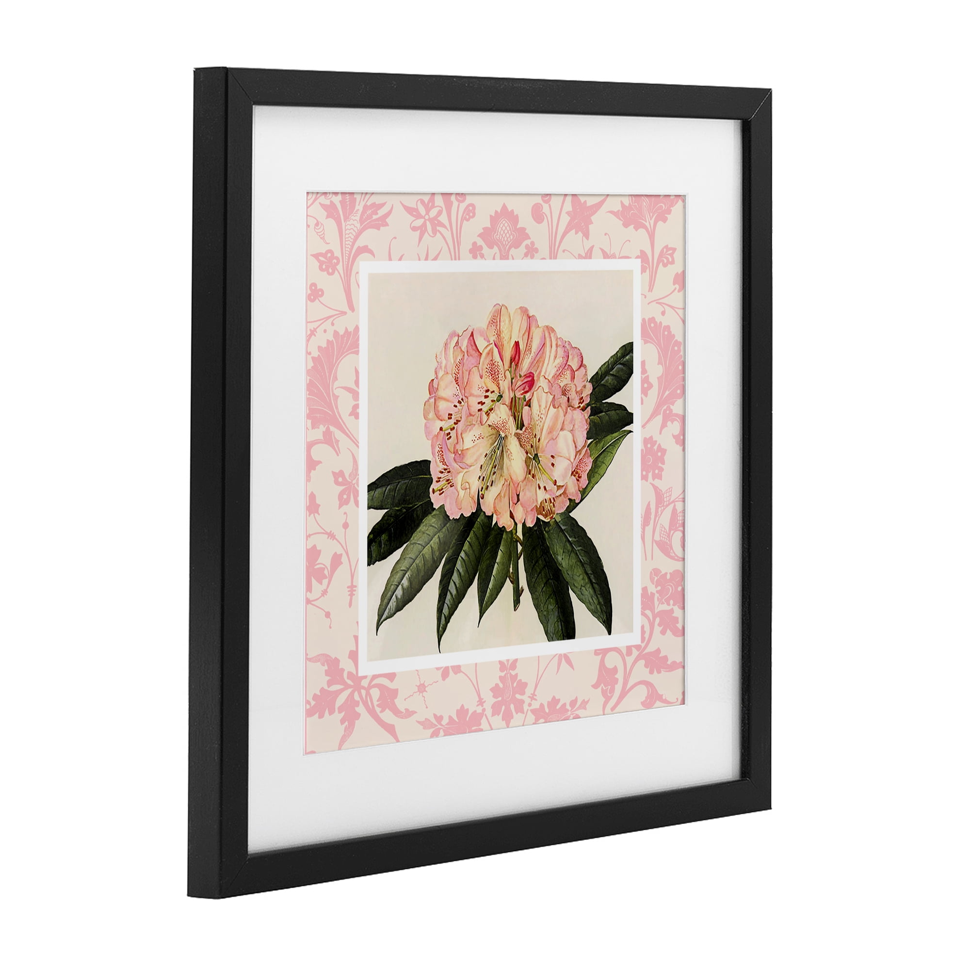 Stupell Industries Pink Pattern Botanical Black Framed Print Under Glass, design by Livi Finn