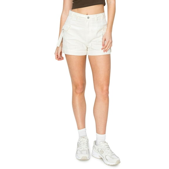 Cali1850 Women's High Rise Twill Cargo Shorts with Side Pockets Strap Closure