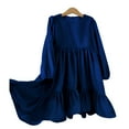 thumbnail image 2 of LYMAYTER Kids Girls Velvet Princess Dresses Youth Ruffled Long Sleeve Skirt Toddler Spring Fall Casual Dress for 7-12 Years, 2 of 8