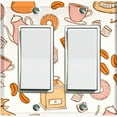 thumbnail image 1 of Metal Light Switch Wall Plate Outlet Cover (Coffee Espresso Mocha Bean Pot Sweet Dessert Treat White - Double Rocker), 1 of 2