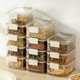 thumbnail image 4 of Food Storage Containers, 5-Pack Clear Plastic Kitchen Organizer Boxes, Airtight Seal Lids for Dry Food, Pantry, Spices, Stackable Modular Bins, 4 of 9