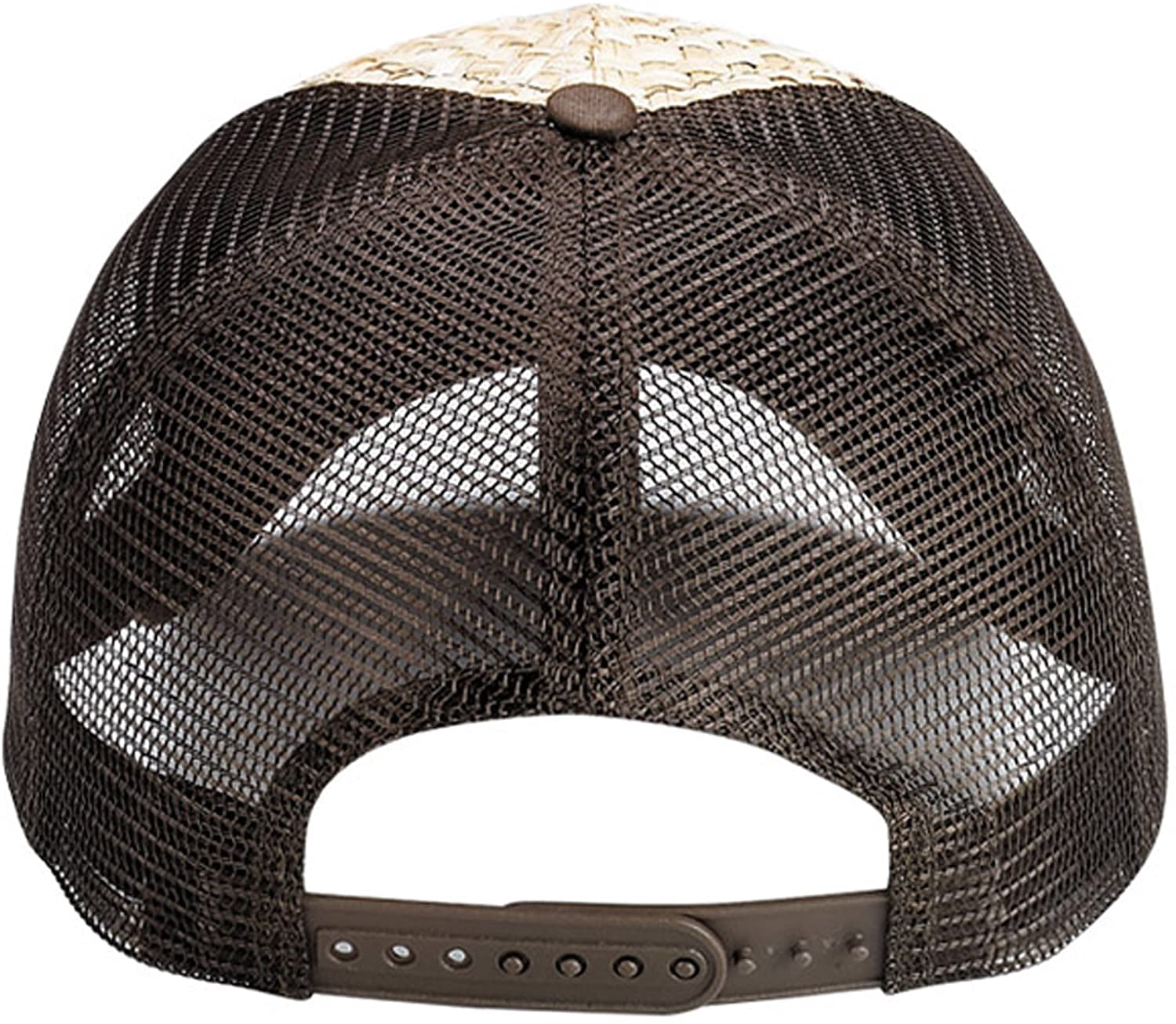 Low Profile Structured Mesh Straw Trucker Cap, Natural/Brown 
