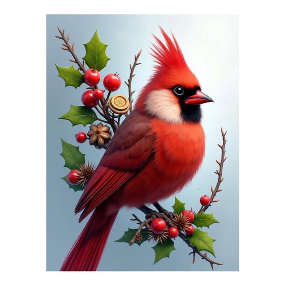 Diamond Art Kit for Adults, Classic Cardinal Bird Red Print No.35 Diamond Painting for Adults Beginners, 5D DIY Diamond Art Painting Kits, Colorful Diamond Painting Craft for Home Decor 12x16