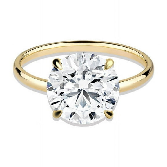Cora Jewellery 2CT Round Moissanite Hidden Halo Engagement Ring for Women, 10K Yellow Gold, 5 US