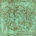 thumbnail image 1 of Ahgly Company Machine Washable Indoor Square Abstract Turquoise Blue Modern Area Rugs, 8' Square, 1 of 4