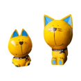 thumbnail image 3 of Estatuas de gato de madera, adornos, regalo para amantes de los gatos, decoración, figuras de gato hechas a mano Amarillo, 3 of 9
