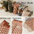 thumbnail image 3 of 5 Pairs Wool Socks for Women Thick Knit Cozy Vintage Cute Animal Floral Crew Socks, 3 of 6