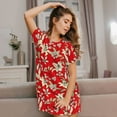 thumbnail image 3 of Naloa Lilies Flowers Print Women Nightgowns,Womens Loungewear,Short Sleeve Sleepwear,Comfy Ladies Nightdress, 3 of 6