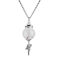 thumbnail image 4 of Collar Vial de Mini Botella perfecl diente de león colgante de cristal claro plata, 4 of 8