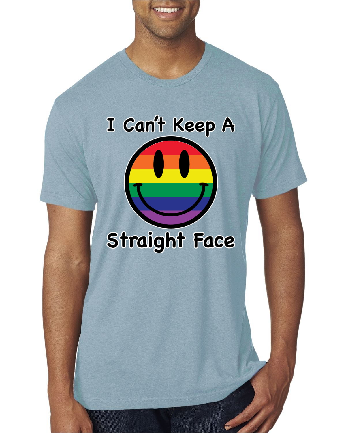 Lesbian Gay Pride T-Shirt LGBT Clothing I Can't Keep a Straight Face Smiley 