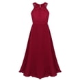 thumbnail image 2 of Runhomal Kids Chiffon Sleeveless Floral Lace Flower Girls Dress Wedding Birthday Party Pageant Maxi Burgundy 6, 2 of 7