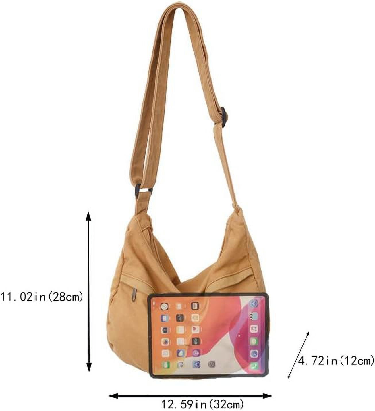 Canvas Messenger Bag Hobo Crossbody Bag for Women Shoulder Tote Handbag Vintage Aesthetic Travel Work