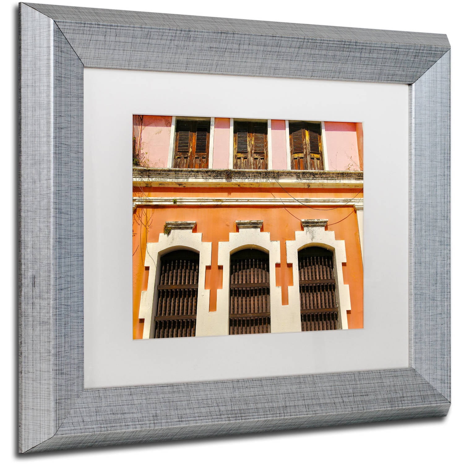 Trademark Fine Art "Old San Juan 12" Canvas Art by CATeyes, White Matte, Silver Frame