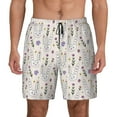 thumbnail image 3 of Uemuo Purple Flower Rabbit Pattern Mens Swim Trunks Quick Dry Board Shorts with Mesh Lining, Stretch Beach Shorts Quick Dry No-Chafing Board Shorts-Small, 3 of 9