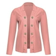 thumbnail image 4 of Pimfylm Women Sweater Blazer 3/4 Sleeve Cropped Cardigan Lightweight Notch Collar Knit Blazer Jacket Business Casual Pink, M, 4 of 5
