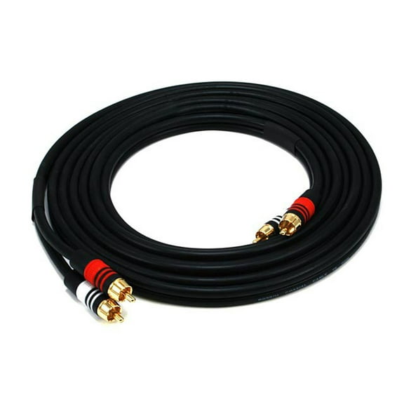 Monoprice Premium Two-Channel Audio Cable - 12 Feet - Black | 2 RCA Plug to 2 RCA Plug 22AWG, Male to Male
