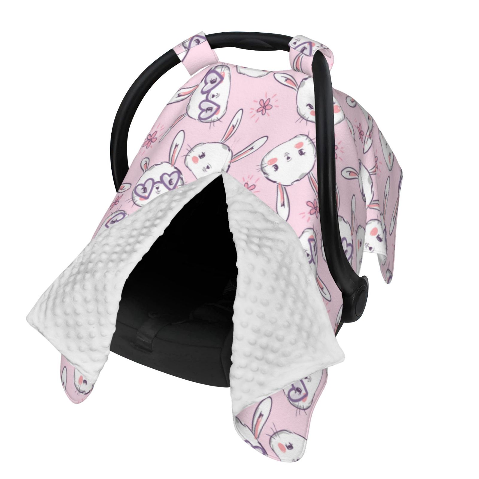 Naloa Cute Rabbit Flower Baby Car Seat Cover, Breathable Baby Carrier Cover, Multiuse Baby Carrier Cover & Nursing Breastfeeding Cover