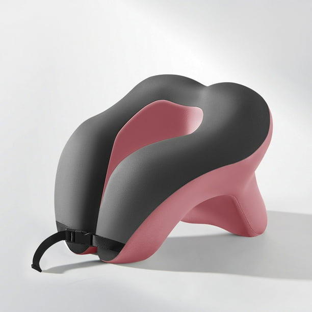 Almohada de cuello de viaje para adultos - espuma viscoelástica, correa ajustable, morado/azul/gris/rosa/naranja - uso en oficina, avión y coche