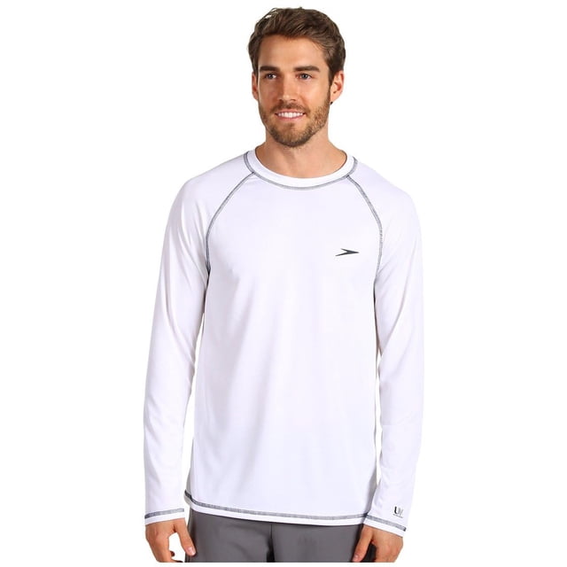 Camiseta UV de manga larga para hombre Speedo UPF 50+ blanca talla pequeña
