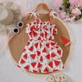thumbnail image 2 of Glisme Girls Dresses Summer Casual Sleeveless Romper With Watermelon Print For Toddlers Playful Outfit For Daily Wear School Outdoor Activities Red Sundress Size 3-4 Years, 2 of 8