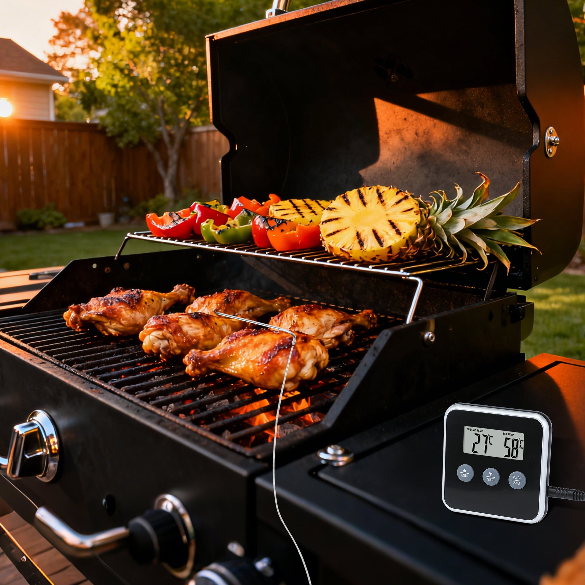 Unique Bargains Digital Meat Instant Read Cooking Thermometer Black