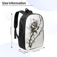 thumbnail image 3 of Goofa Black And White Rose Pattern 17in Student Backpack - School, Travel, Work Bookbag -Laptop Backpack,Water Resistant College School Computer Bag, 3 of 6