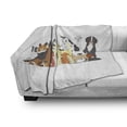thumbnail image 3 of Dog Soft Flannel Fleece Throw Blanket, Nursery Cartoon Style Clutter of Dogs Husky Jack Russel Terrier Bulldog Illustration, Cozy Plush for Indoor and Outdoor Use, 50" x 60", Multicolor, by Ambesonne, 3 of 6