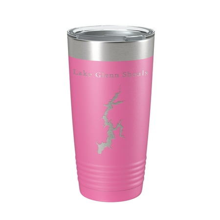 

Lake Glenn Shoals Map Tumbler Travel Mug Insulated Laser Engraved Coffee Cup Illinois 20 oz Pink