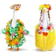 thumbnail image 5 of Hawaiian Porch Goose Outfits,Yard Goose Clothes Hawaiian Wreath with Straw Hat Glasses,4 Pcs/Set Summer Lawn Goose Costume,for 23" Statue Patio Garden Decoration (Green), 5 of 9