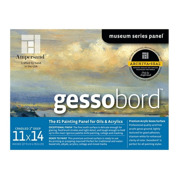 Ampersand Art Gessobord, Cradled, 2" Profile, 11" x 14"