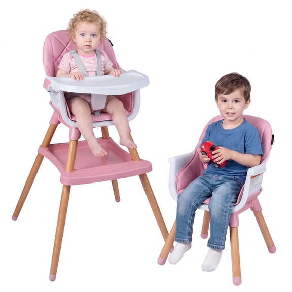 MULTIGOT 9-in-1 Convertible High Chair w/Harness & Waterproof Cushion for Babies Toddlers Pink